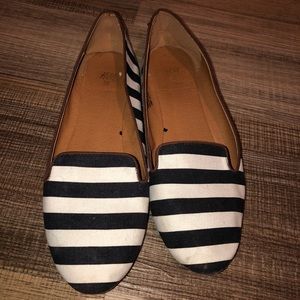 Navy striped flats